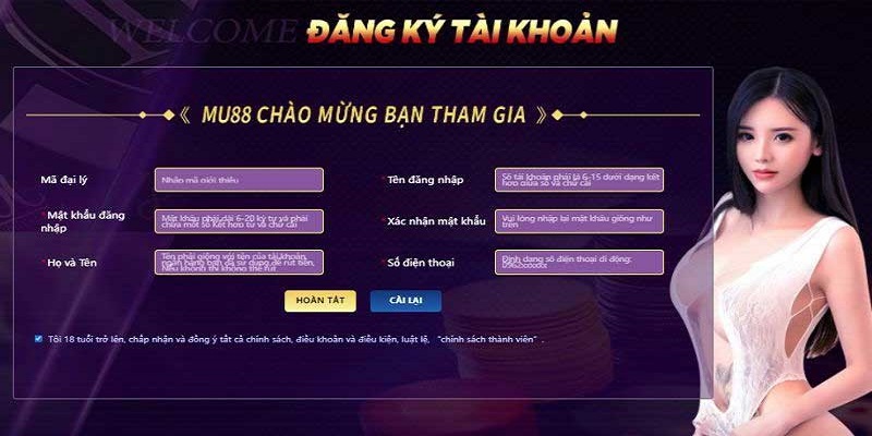 Tạo tài khoản MU88 mới trên điện thoại khá đơn giản